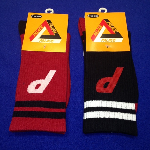 Palace Socks 2 Pair Black Red - Picture 1 of 2